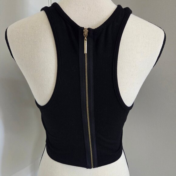 Foreign Exchange Crop Black Tank Top Juniors Small Racerback Sleeveless Zip - Picture 5 of 7